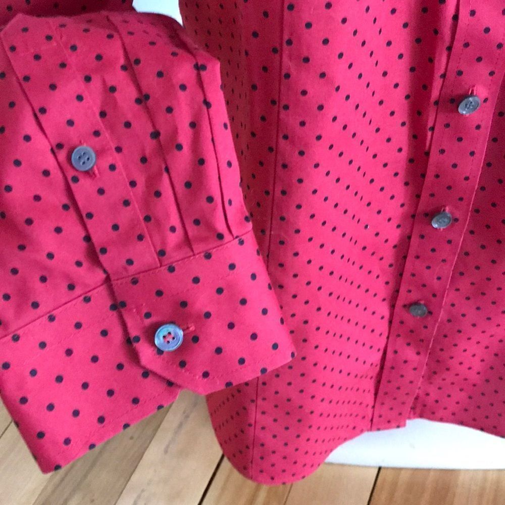 Talbots Red/Black Polka Dot Button Front Shirt. 8p - image 3